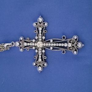 Opulent Rhinestone Cross Necklace